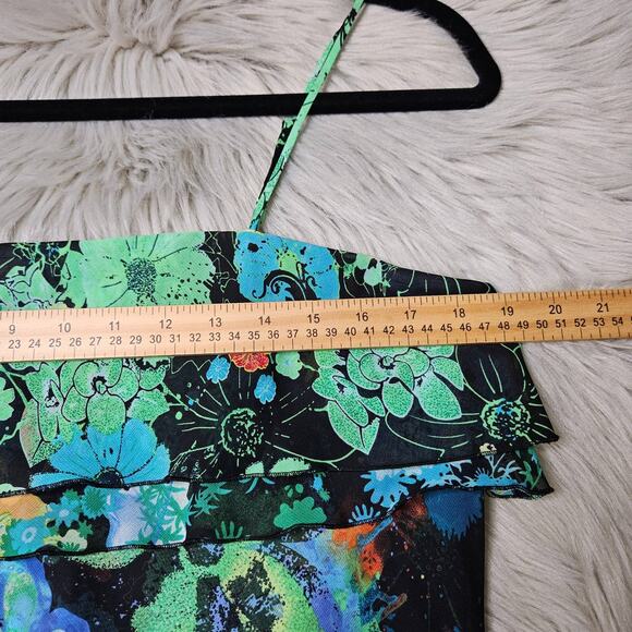 THALIA SODI FLORAL SUMMER DRESS Large Adjust Strap KNEE LENGTH TRIPLE LAYER - Picture 8 of 8